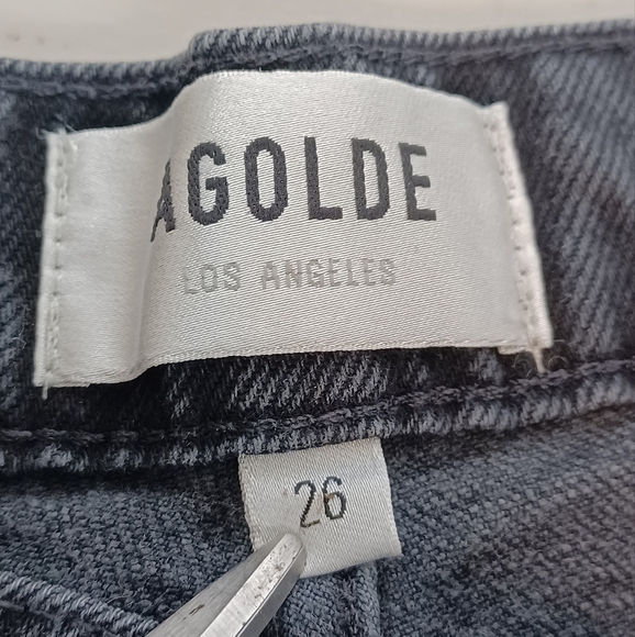 AGOLDE Nico Washed Black High-Rise Distressed Sz 28 Ankle Jeans - Picture 8 of 13
